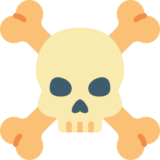 Skull and bones dead skull danger icon