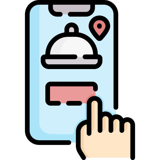 Order food app smartphone shipping and delivery icon