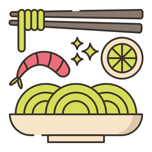 Pad thai dish food and restaurant chopsticks icon