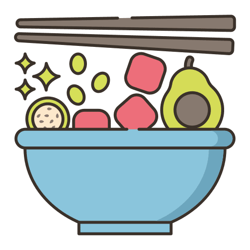 Poke fish chopsticks bowl icon