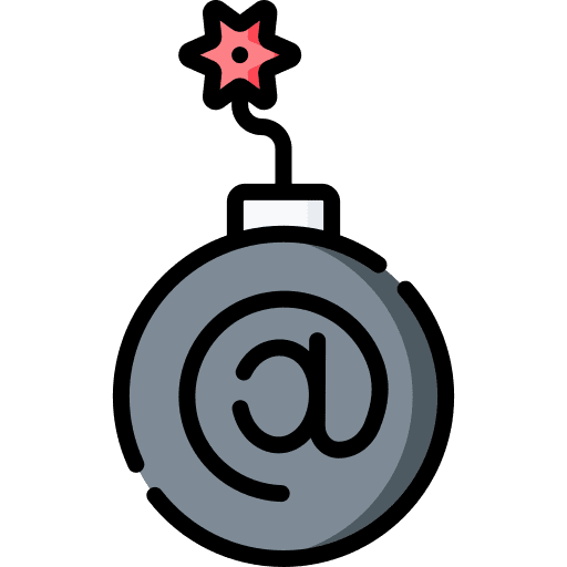 Cyber attack at sign cyber attack email icon