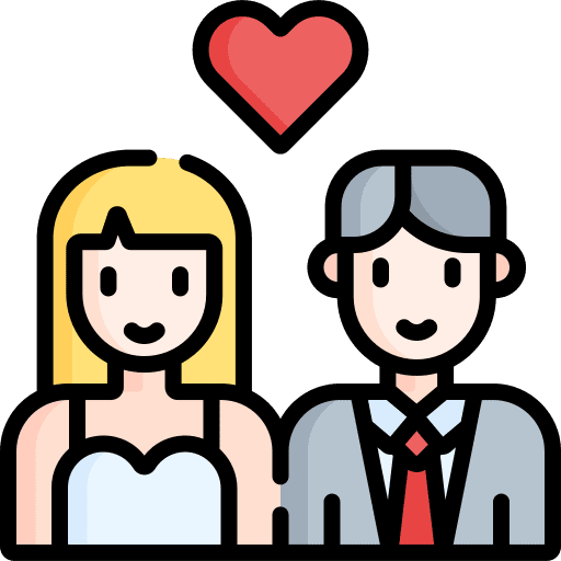 Couple happy offering love and romance icon Couple happy offering love and romance icon