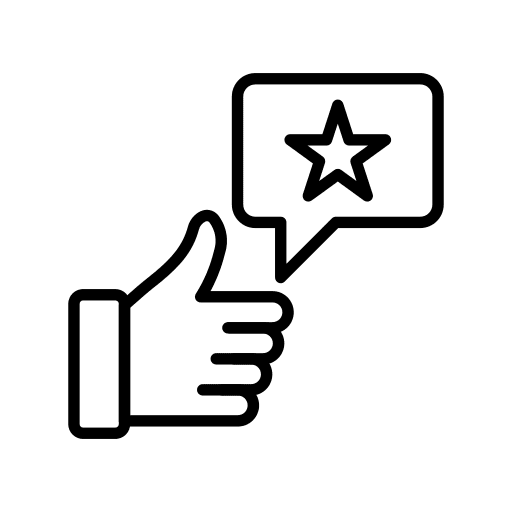 Thumbs up notification customer satisfaction star icon