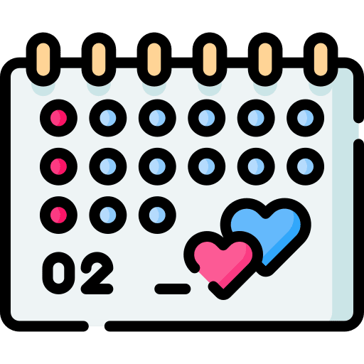 Wedding day valentines day date schedule icon Wedding day valentines day date schedule icon