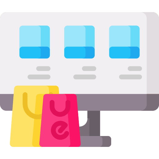 Ecommerce shop computer web design icon