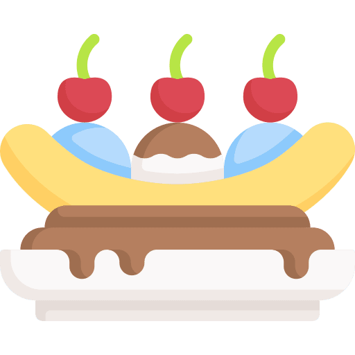 Banana split summer ice cream food icon