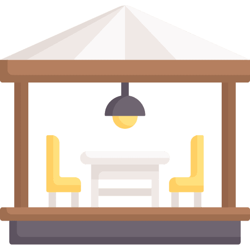 Terrace restaurant chair dinner icon