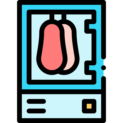 Refrigerator display meat food and restaurant icon