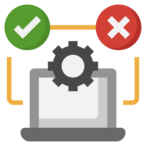 Testing gear testing check icon