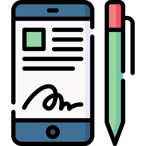 Digital signature tablet digital signature document icon
