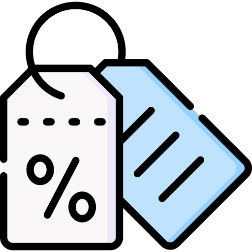 Discount commerce and shopping percent shopping store icon