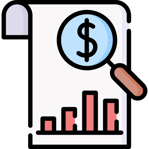 Finances loupe bar graph dollar icon Finances loupe bar graph dollar icon