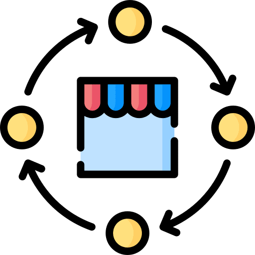 Management circular arrows shop management icon Management circular arrows shop management icon
