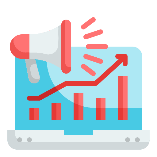 Laptop bar chart business growth icon