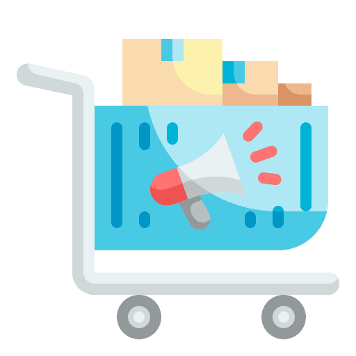 Shopping cart megaphone commerce marketing icon Shopping cart megaphone commerce marketing icon