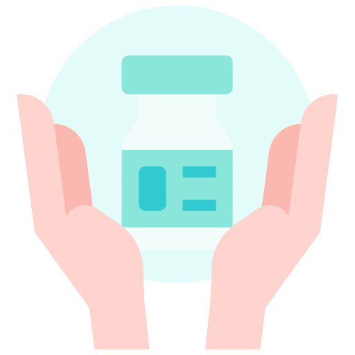 Vaccine drugs pharmacy hands icon