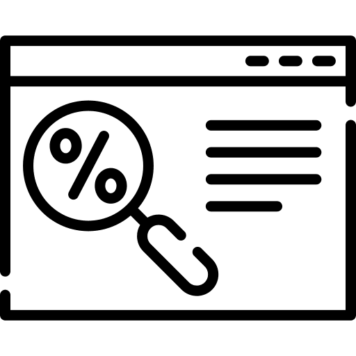Discount percent magnifying glass percentage icon