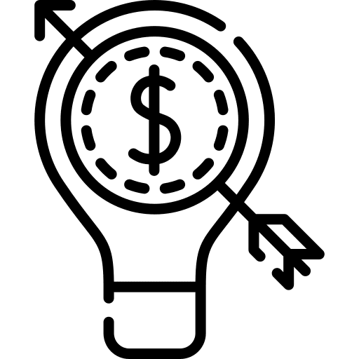 Idea dollar light bulb arrow icon