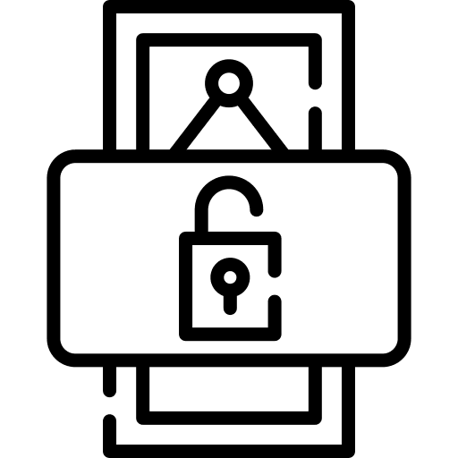 Open lock sign door icon