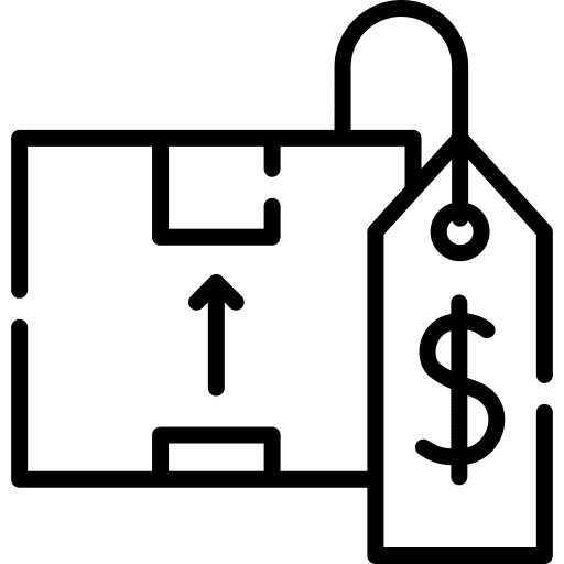 Price product commerce and shopping box icon