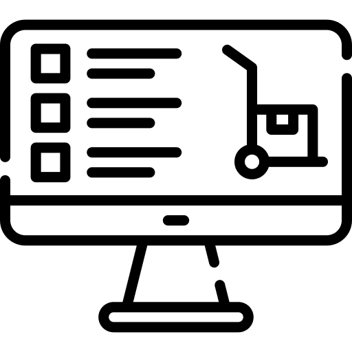 Warehouse shipping and delivery trolley warehouse icon