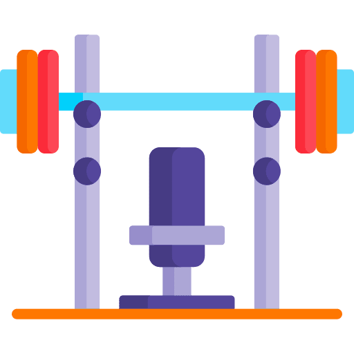 Barbell bench press weighing fitness icon