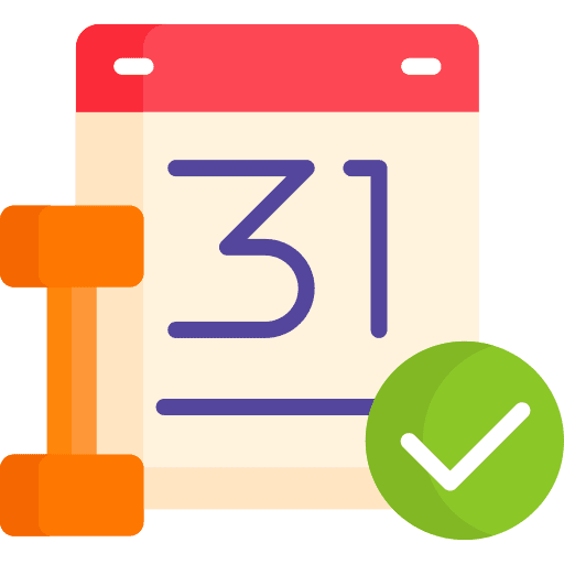 Calendar check dumbbell sports and competition icon