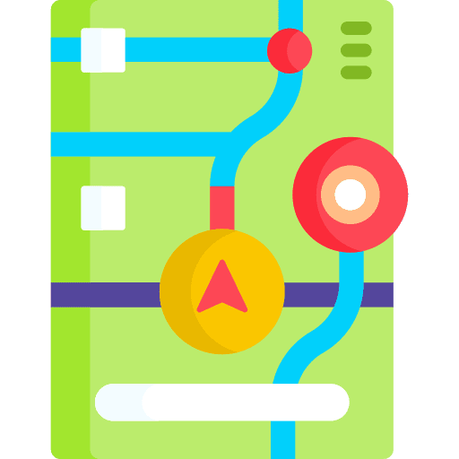 Distance travel point roadmap planning icon
