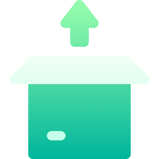 Open box arrow up delivery box packing icon