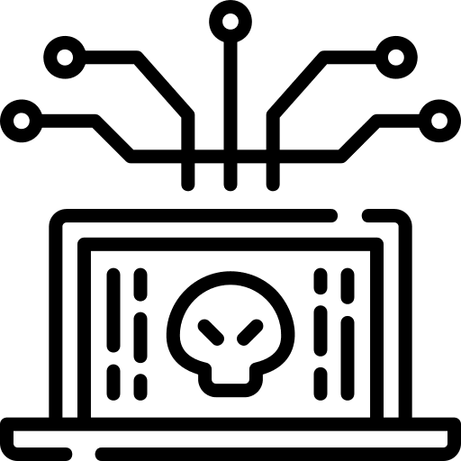 Hacker monitor web skull icon