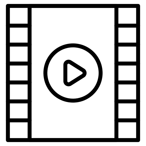 Film reel play button cinema play icon