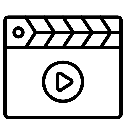 Film slate movie music and multimedia play button icon