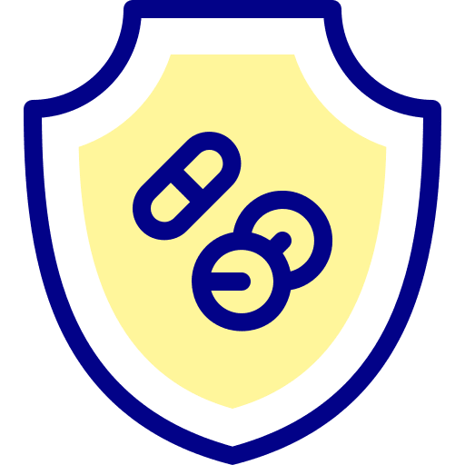 Shield pharmacy capsule pill icon Shield pharmacy capsule pill icon
