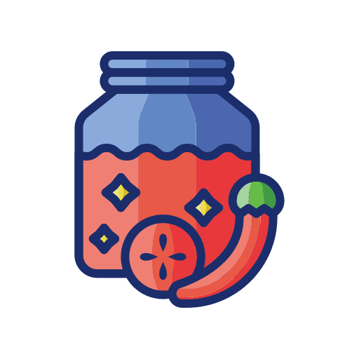 Chutney indian food and restaurant tomato icon