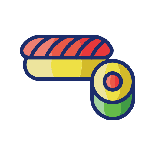 Sushi roll fish food and restaurant sushi icon