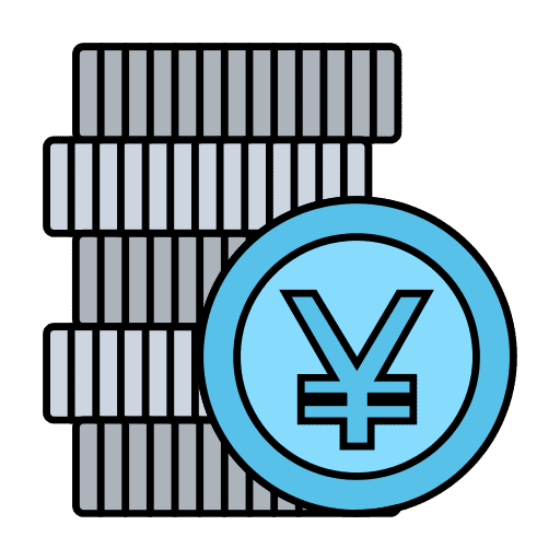 Yuan currency coin stack icon
