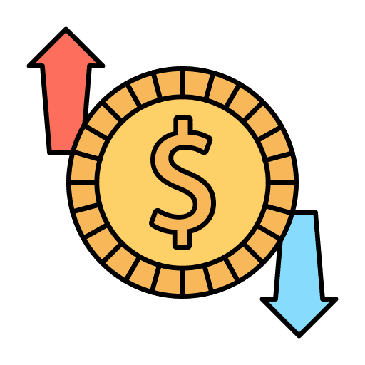 Coin business and finance down up icon Coin business and finance down up icon