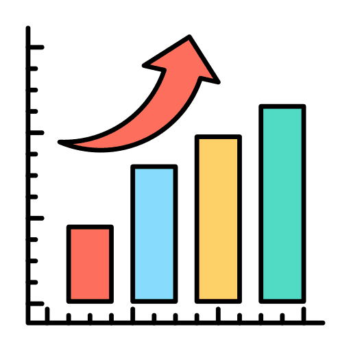 Bar chart bar up arrows business and finance icon Bar chart bar up arrows business and finance icon