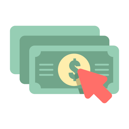 Pay per click money transaction web icon