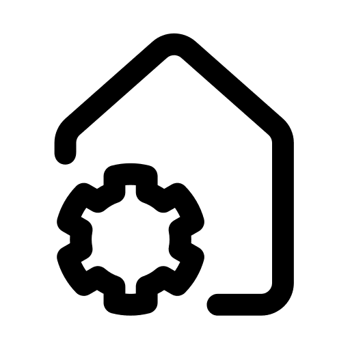 Settings gear icon house electronics tech icon Settings gear icon house electronics tech icon