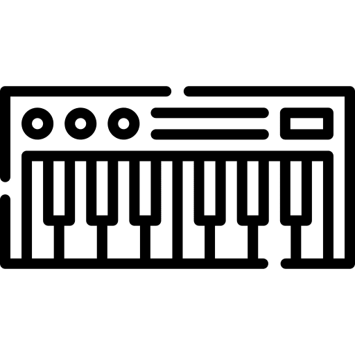 Piano electronics music and multimedia keyboard icon