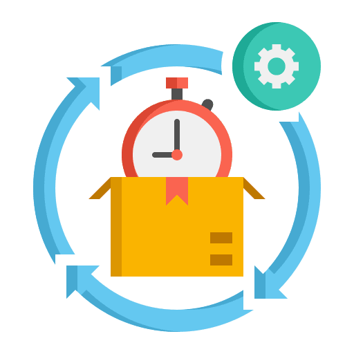 Deployment clock development business and finance icon