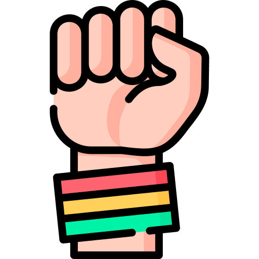 Fist power empowerment rainbow flag icon
