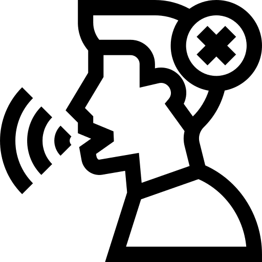 Inability to speak healthcare and medical man coronavirus icon