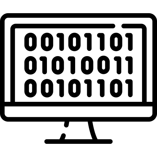 Binary code screen desktop computer technology icon Binary code screen desktop computer technology icon