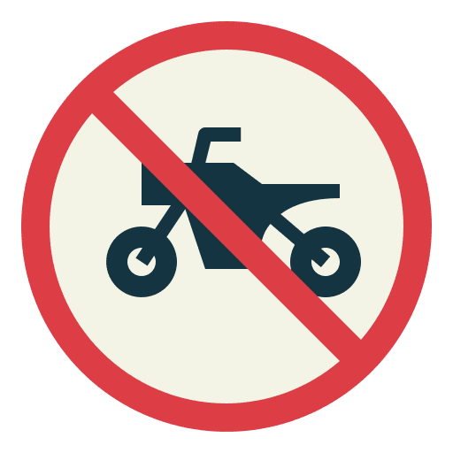 No motorcycles road sign signaling forbidden icon