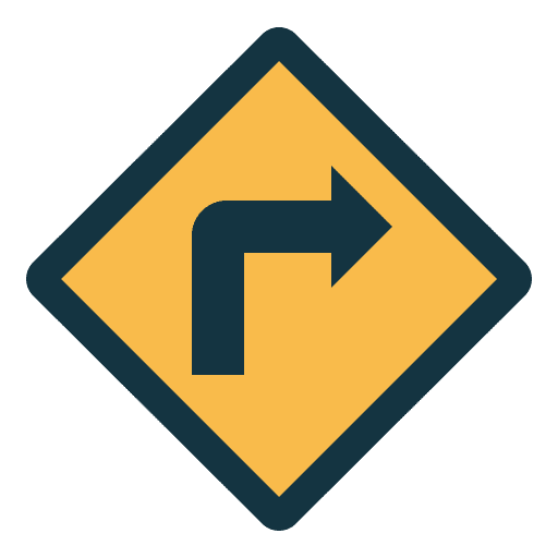 Turn right signaling traffic sign road sign icon