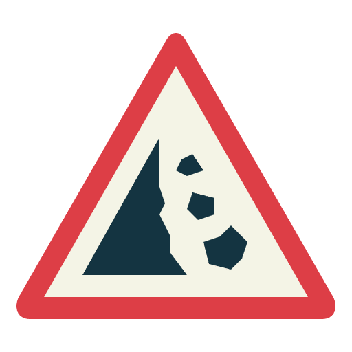 Falling rocks signaling falling rocks traffic sign icon Falling rocks signaling falling rocks traffic sign icon