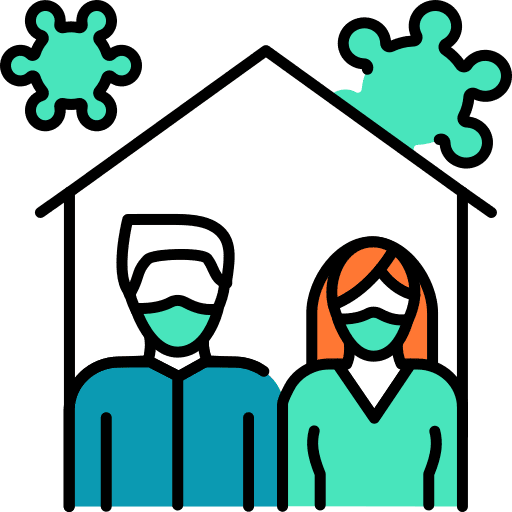 Coronavirus healthcare and medical quarantine home icon Coronavirus healthcare and medical quarantine home icon