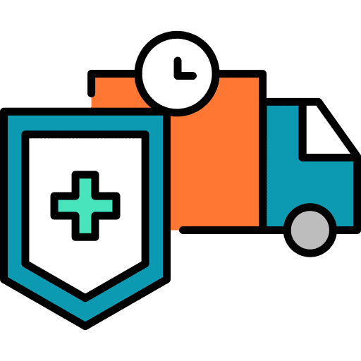 Delivery truck shield safety icon Delivery truck shield safety icon